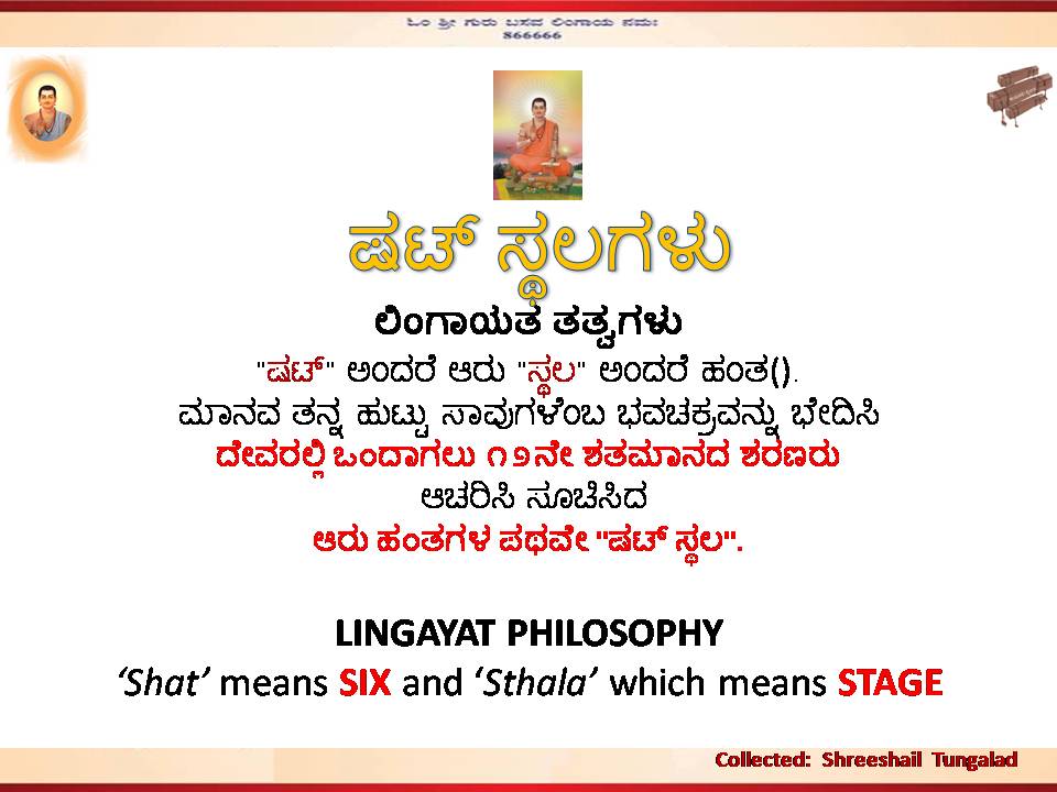 Shatsthala means six phases, steps, or stages towards God in Lingayat philosophy.
